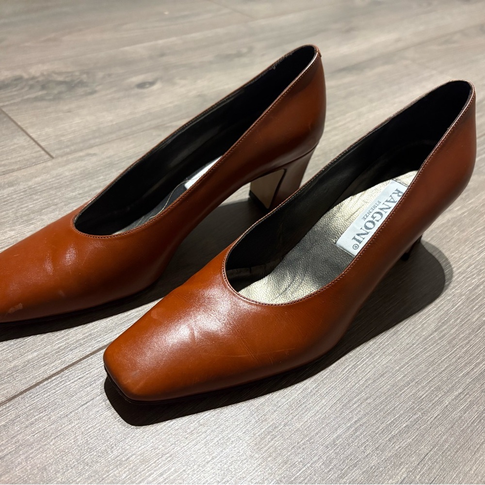 Vintage Style Women’s Rangoni Firenze Brown Leather Mid-Heel Pumps - SIZE 7